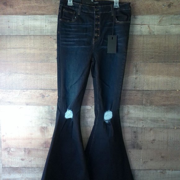lucky and Blessed jeans NWT size 16 never worn dark blue jeans ripped knees unfi - Picture 4 of 5